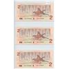Image 1 : Lot of 3 Consecutive Serial Number 1986 $2 notes. Thiessen-Crow signatures. EGL Prefix. Serial Numbe