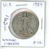 Image 1 : U.S. 1934 Walking Liberty Silver Half Dollar. Philadelphia Mint. F-12.