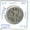 Image 1 : U.S. 1941 Walking Liberty Silver Half Dollar. F-12. Philadelphia Mint. World War II issue.