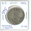 Image 1 : U.S. 1942 Walking Liberty Silver Half Dollar. F-12. Philadelphia Mint. World War II issue.