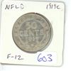 Image 1 : Newfoundland 1919c Silver 50 Cents. Ottawa Mint. F-12.