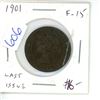 Image 1 : 1901 Victorian Large Cent. F-15. The last issue of Queen Victoria.