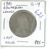 Image 1 : 1910 Edwardian Leaves Silver 50 Cents. G-4. The last issue of King Edward VII.