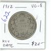 Image 1 : 1912 George V Silver 50 Cents. Key Date. Mintage of 285,867. VG-8. Nice for the grade.