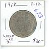 Image 1 : 1918 George V Silver 50 Cents. World War I issue. F-12.