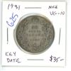 Image 1 : 1931 George V Silver 50 Cents. Key Date. Mintage of 57,581. VG-10. Scarce. Nice for the grade.
