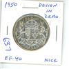 Image 1 : 1950 Design in Zero Silver 50 Cents. EF-40. Nice.