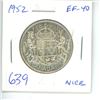 Image 1 : 1952 George VI Silver 50 Cents. EF-40. Nice. The last Silver 50 Cents issued for King George VI.