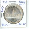 Image 1 : 1939 Royal Visit Silver 50 Cents. AU-55. Nice. Canada’s Second Commemorative Coin Issued to Commemor