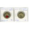 Image 1 : Lot of 2 2020 United Nations Loonies. Red & Blue Colourized and Regular. Both BU, from an original m