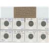 Image 1 : Lot of 8 Canadian Error & Variety Nickel 5 Cents 1939 – 1964. Includes Spikes behind head from Die C