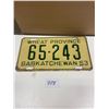 Image 1 : 1953 Sask Licence Plate