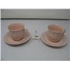 Image 1 : PAIR OF PASTEL PINK CUPS & SAUCERS - ROSE PETAL PATTERN - STRAFFORDSHIRE ENGLAND
