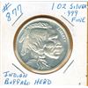 Image 1 : 1 OUNCE SILVER - .999 FINE SILVER - INDIAN HEAD / BUFFALO DESIGN