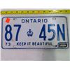 Image 1 : 1973 Ontario License Plate
