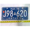 Image 1 : March 1978 Ontario License Plate