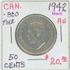 Image 1 : 1942 50 Cent .800 Fine Wide AU