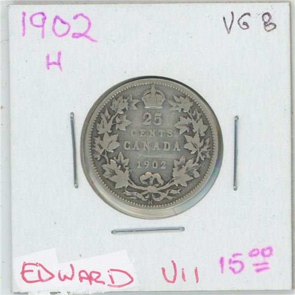 1902 H Edward VII 25 Cent VG8