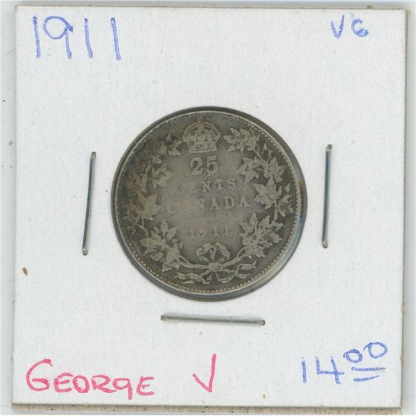 1911 George V 25 Cent VG