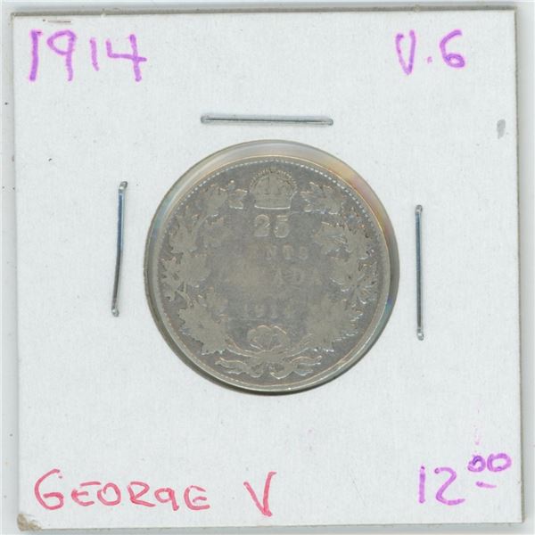 1914 George V 25 Cent VG