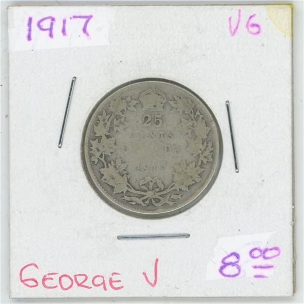 1917 George V 25 Cent VG