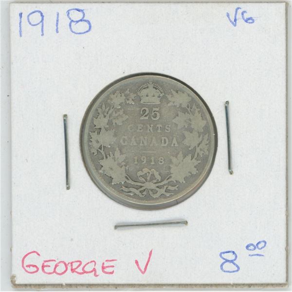 1918 George V 25 Cent VG