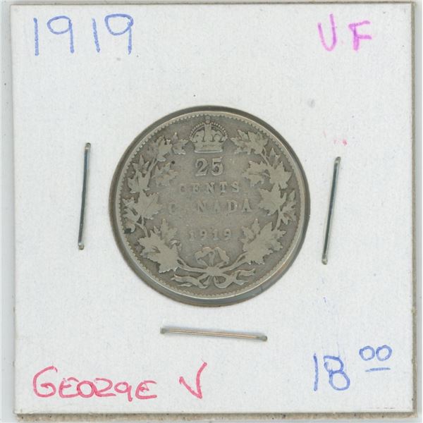1919 George V 25 Cent VF