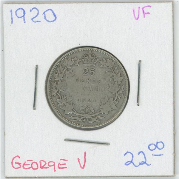 1920 George V 25 Cent VF
