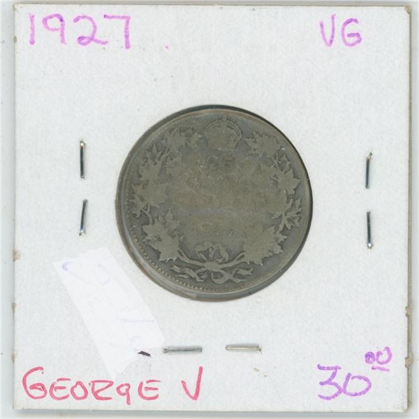 1927 George V 25 Cent VG