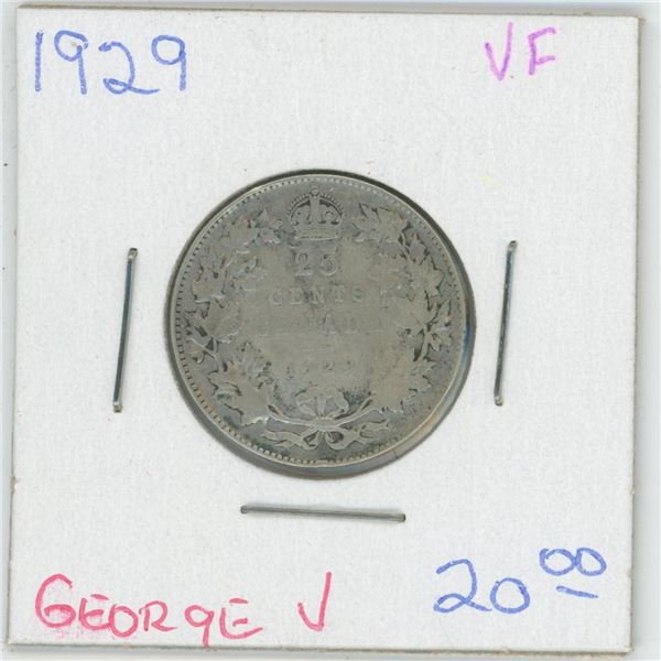 1929 George V 25 Cent VF