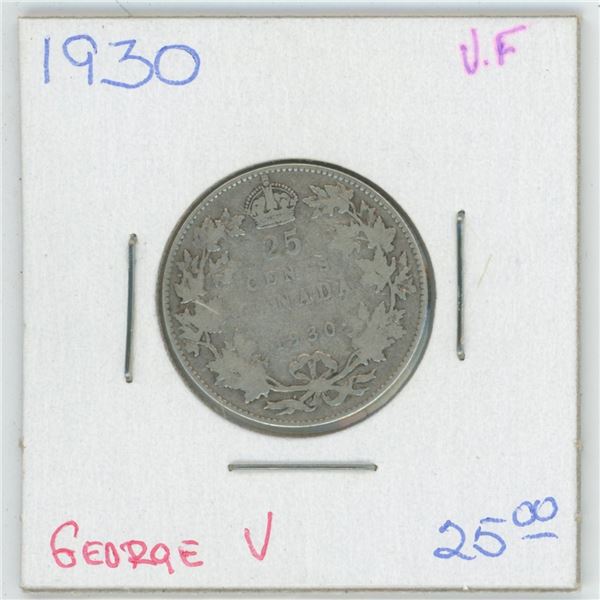 1930 George V 25 Cent VF