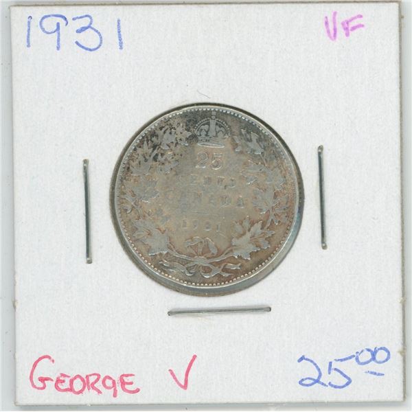1931 George V 25 Cent VF