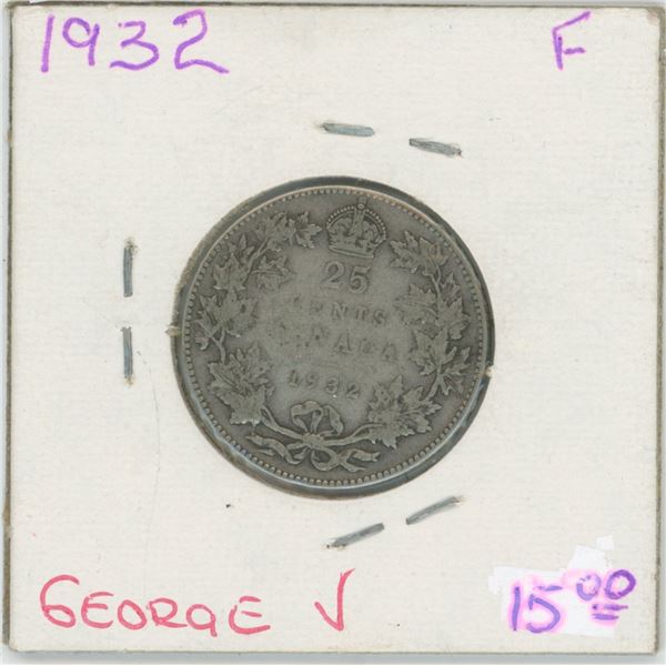 1932 George V 25 Cent F