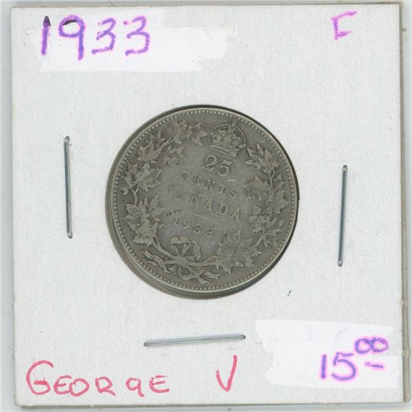 1933 George V 25 Cent F