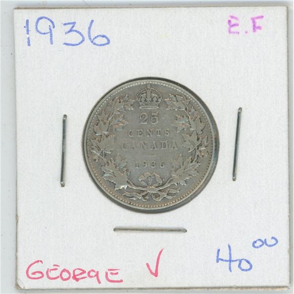 1936 George V 25 Cent EF