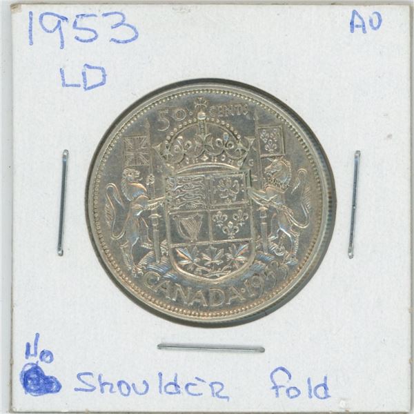 1953 LD  Laureta Elizabeth II 50 Cent, No Shoulder Fold AU