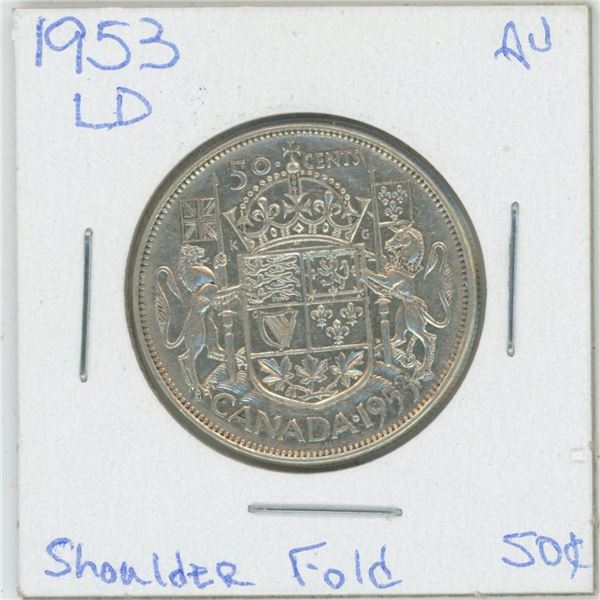 1953 LD  Laureta Elizabeth II 50 Cent, Shoulder Fold AU