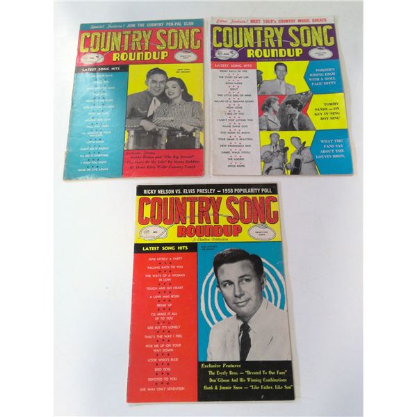 Lot of 3 1958-59 Country Song Roundup Magazines