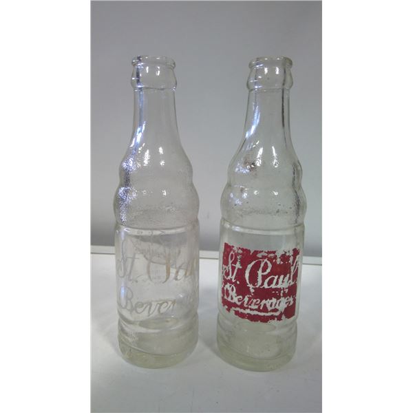 Two Antique St Paul Beverages ACL Soda Bottles