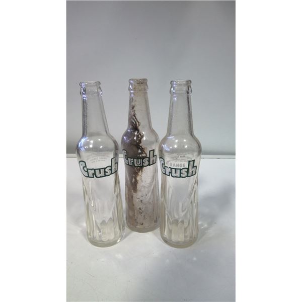 Lot of 3 Vintage Orange Crush Bottles