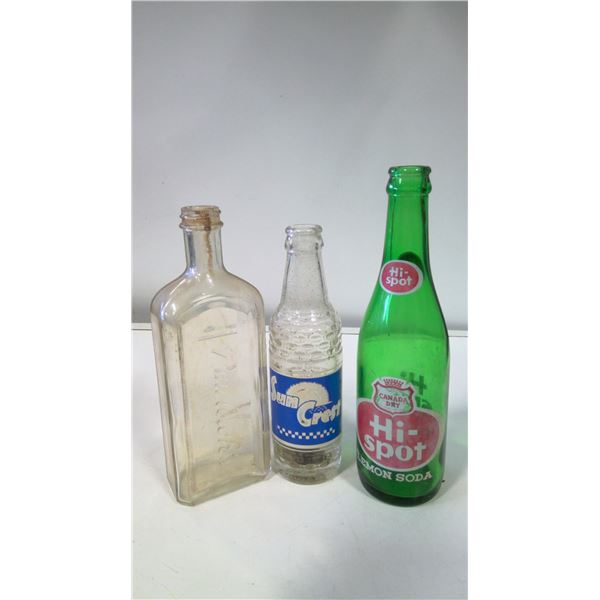 Lot of 3 Vintage Glass Bottles