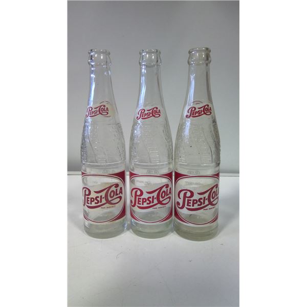Lot of 3 Vintage Pepsi Cola Bottles