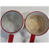 Image 2 : Lot of 2 antique red rimmed enamel pots