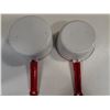 Image 3 : Lot of 2 antique red rimmed enamel pots