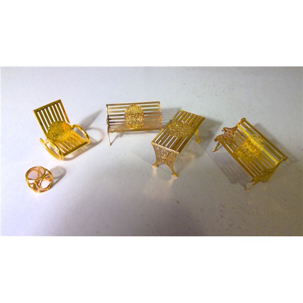 Brass coloured Doll House Minature furniture set