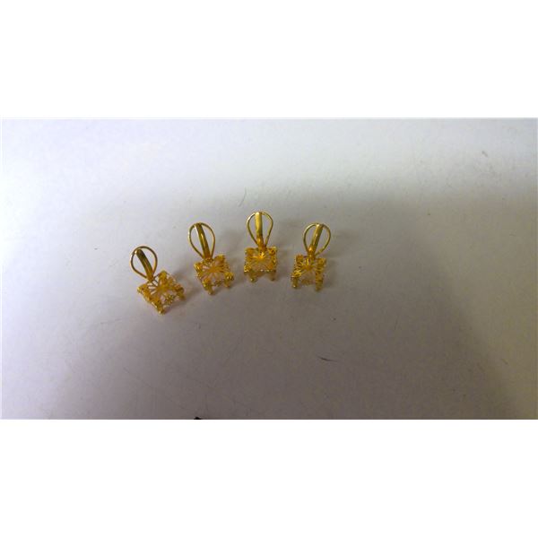Set of 4 brass coloured doll house miniature chairs