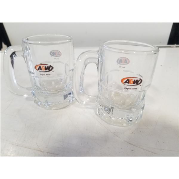 Lot of 2 A&W Baby Size Root Beer mugs