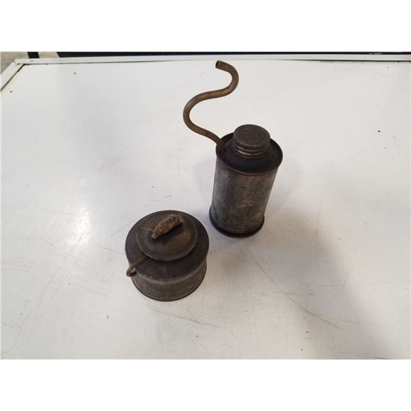 Antique lamp oiler and small antique lamp