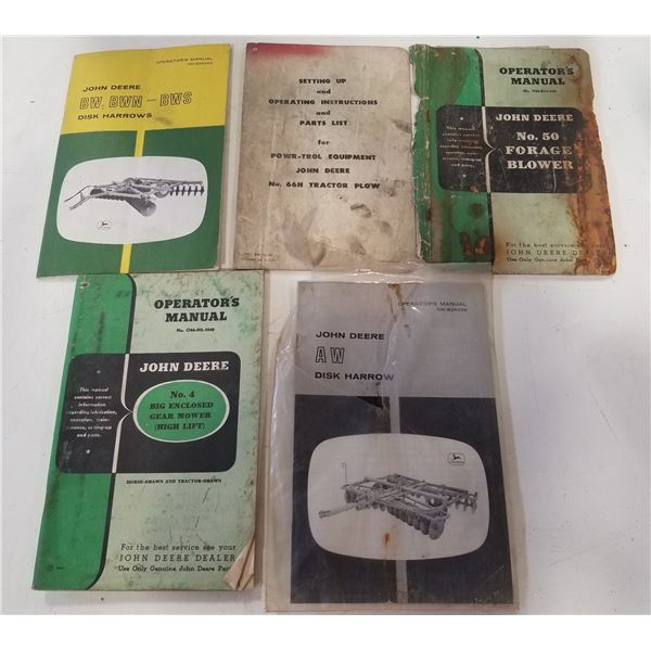 Lot of 5 John Deere impliment manuals
