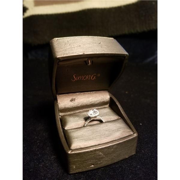 Platinum SimonG Engagement Ring with Cubic Zirconia